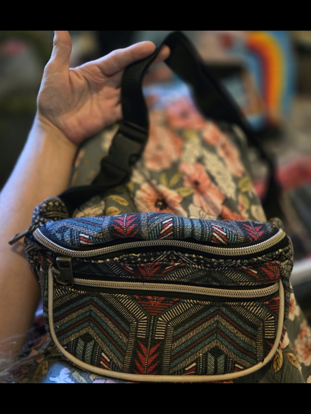 Patterned Woven Crossbody Bag in Multicolor
